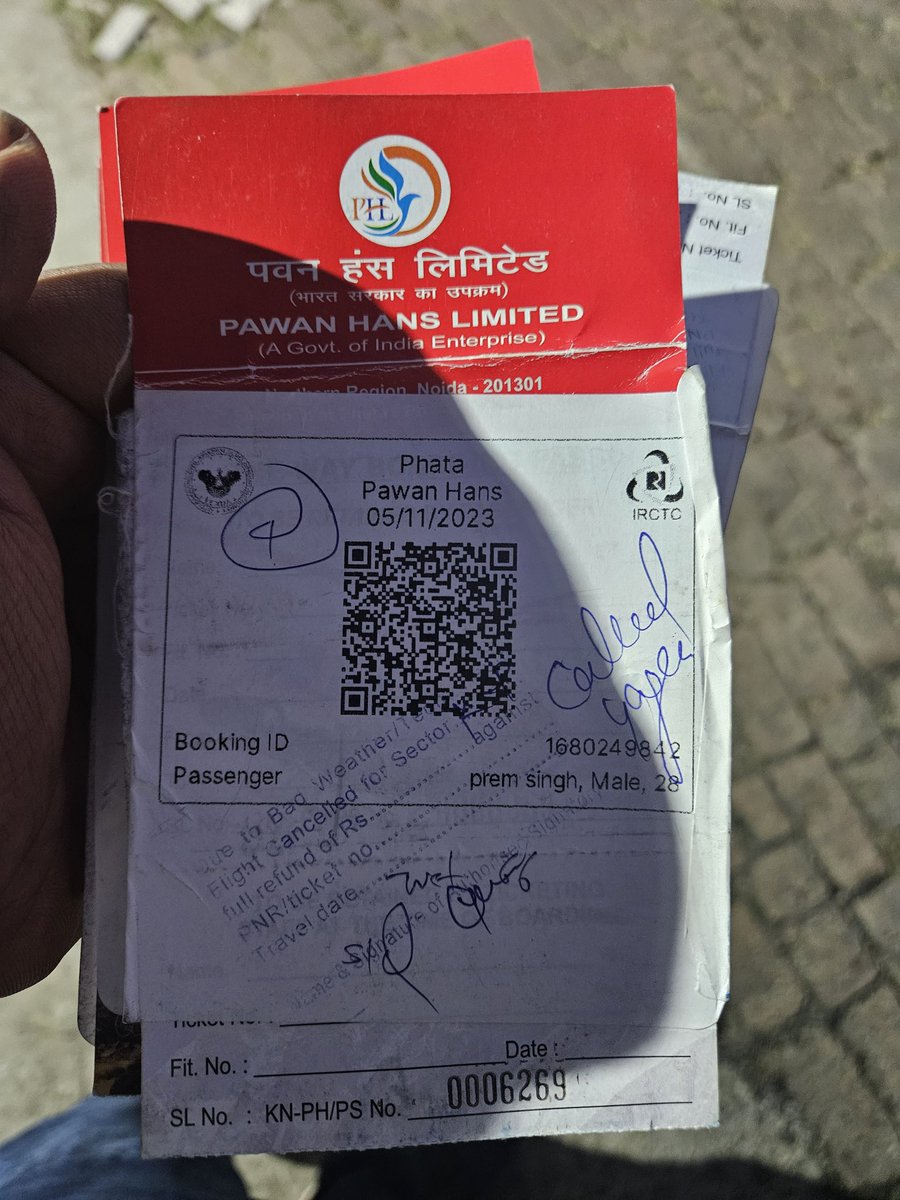 Ankitbhootra's tweet photo. @PawanHansLtd @IRCTCofficial 
Our return booking was canceled by @PawanHansLtd 
Booking Reference number - 1680249842
Date of Booking: 25/10/2023
Scheduled Helicopter Service: irctc heliyatra 
Date of Scheduled Service: 5/11/2023
Amount Paid: 29270
No refund Inisted yet https://t.co/H5gn2Q3qQM