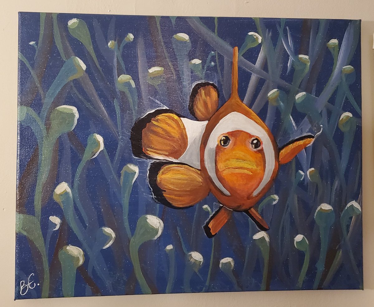 bcase03's tweet photo. Acrylic painting: Clownfish. https://t.co/6xDsIpcKbh