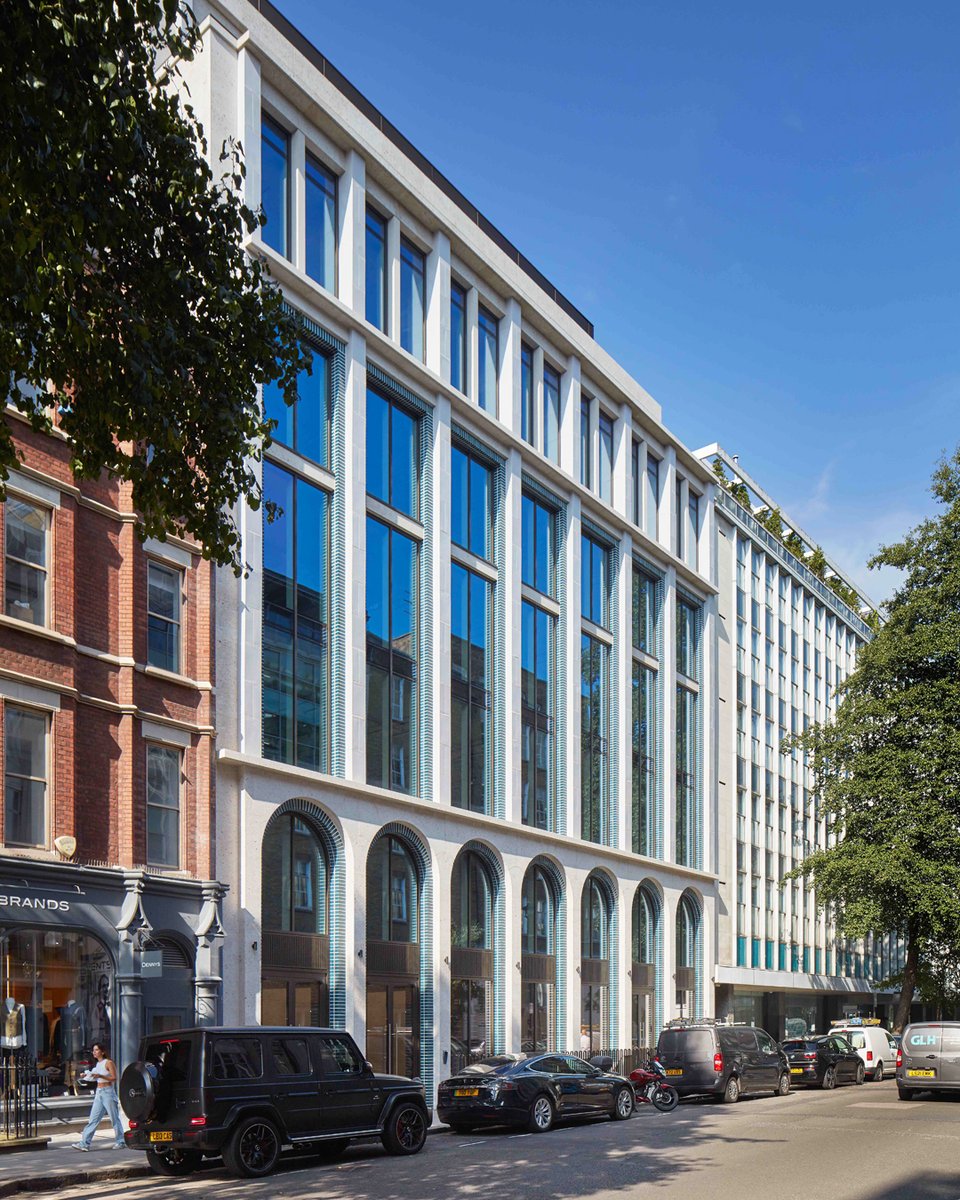 So thrilled to see our Berners and Wells scheme featured in @Arch_Today! The new mixed-use development for Berners-Allsopp Estate and Schroders features a glazed-brick, patterned façade, created in collaboration with artist Tess Jaray. See more here: bit.ly/438d9fy