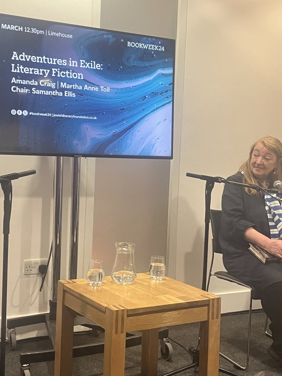Marikacobbold's tweet photo. Just back from an excellent event at #JewishBookWeek with ⁦@AmandaPCraig⁩  taking about her latest novel, The Three Graces. Fascinating on elderly heroines, being Jewish in these difficult times, on belonging and exile. https://t.co/8daVKqlQto