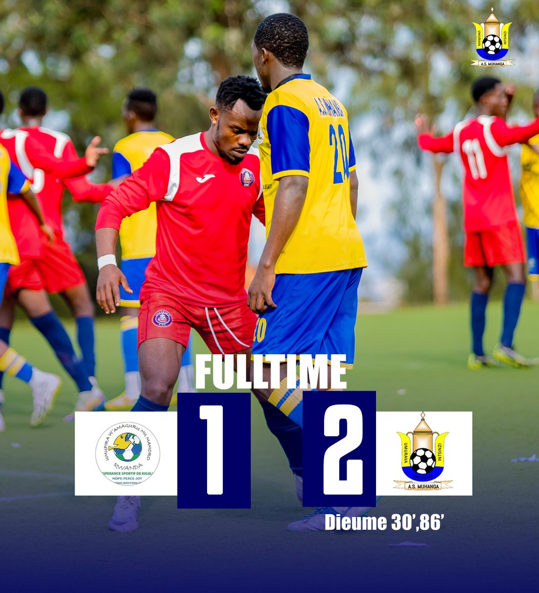AsMuhanga's tweet photo. Fulltime Win👊👊👊👍

Esperance FC 1-2 AS Muhanga
                                  Dieume⚽⚽

#Roadtofirstdivision https://t.co/VSwH7bD8sq