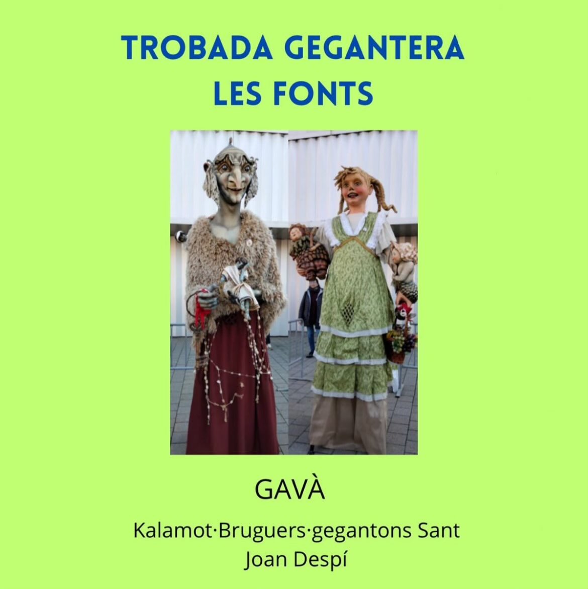 Avui presentem els gegants de Gavà. Ens visitaran acompanyats dels gegantons de Sant Joan Despí, ja que els seus geganters seran els encarregats de fer-los ballar!! Ens veiem en un no res!