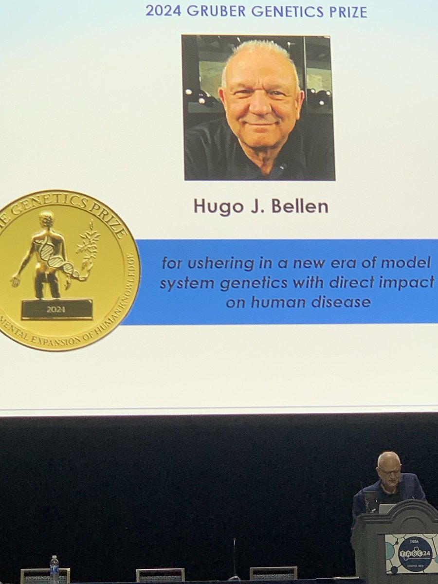 My amazing postdoc mentor Hugo Bellen receiving the much deserved Gruber prize in genetics ❤️🧬at #TAGC24