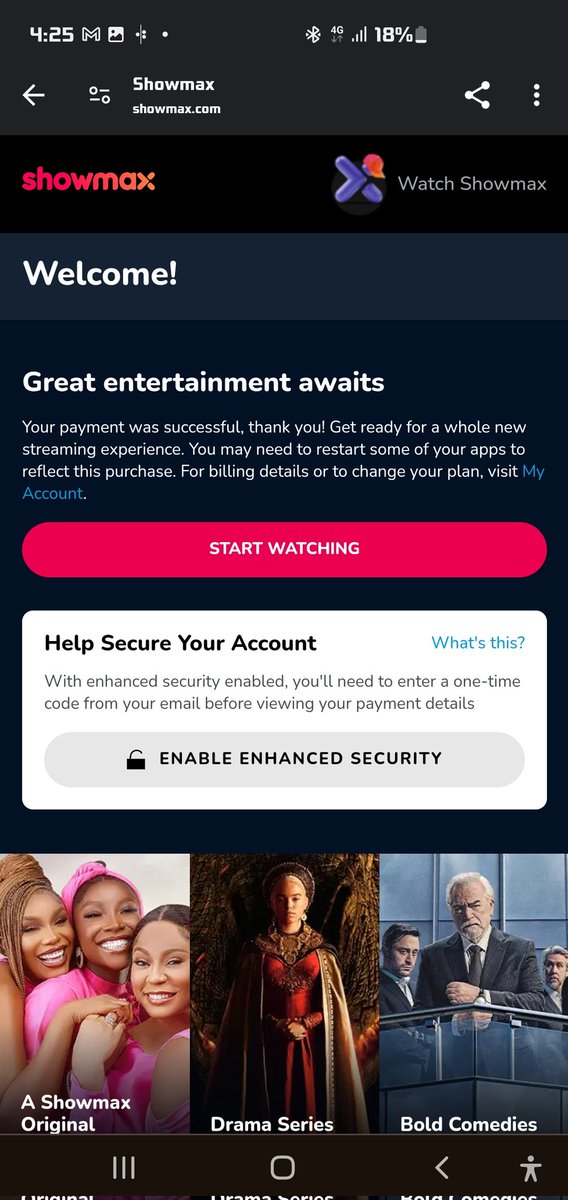 south_152's tweet photo. @ShowmaxNG @THE_POETIC_J Well, it worked!

Thanks.

But it's better you resolve this card issue ASAP. It's easier with just 2 to 3 taps, instead of multiple link visits and code imputations.

And can the payment be done on the app as well, instead of using the website?
Thanks. https://t.co/VyeBsbEchK