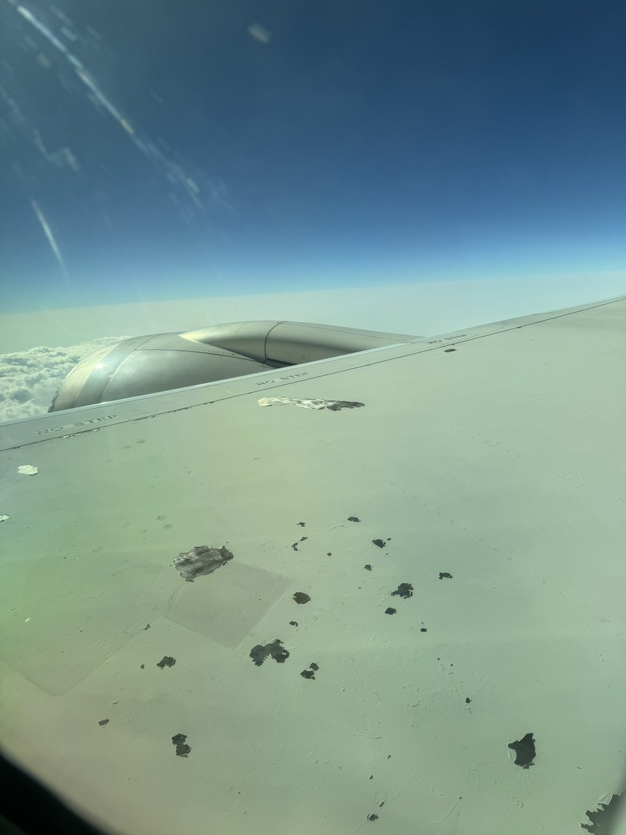 ysingh1980's tweet photo. Flying back from Tokyo to Delhi today the window seat view outside was not very encouraging. We need better aircrafts at @airindia ! #airindia  #needrepair #paintwork https://t.co/lZJAfWIxhH