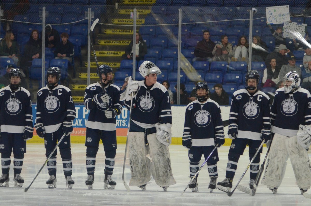 maureenemonte's tweet photo. Cranbrook with a losing record shifts course, makes it to the State Final. Opposing team scores 12 secs into the game. Quit? Fight? Fight. Triple OT, Cranbrook persevered 3-2. Goalie Garret Dudlar stopped 53 of 55 shots. So proud of them. #DestinationUnstoppable #OneTeamOneDream https://t.co/4NC3SzRdOR