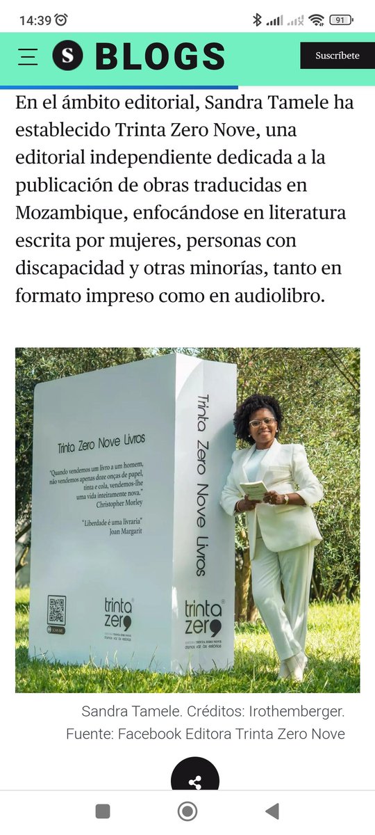 Obrigado Clara Pavon Estrada pela menção no <a href="/ElSaltoDiario/">El Salto</a> no artigo Mujeres y Arte Contemporaneo en Mozambique.
Leiam mais aqui tinyurl.com/4cbd8tcb
