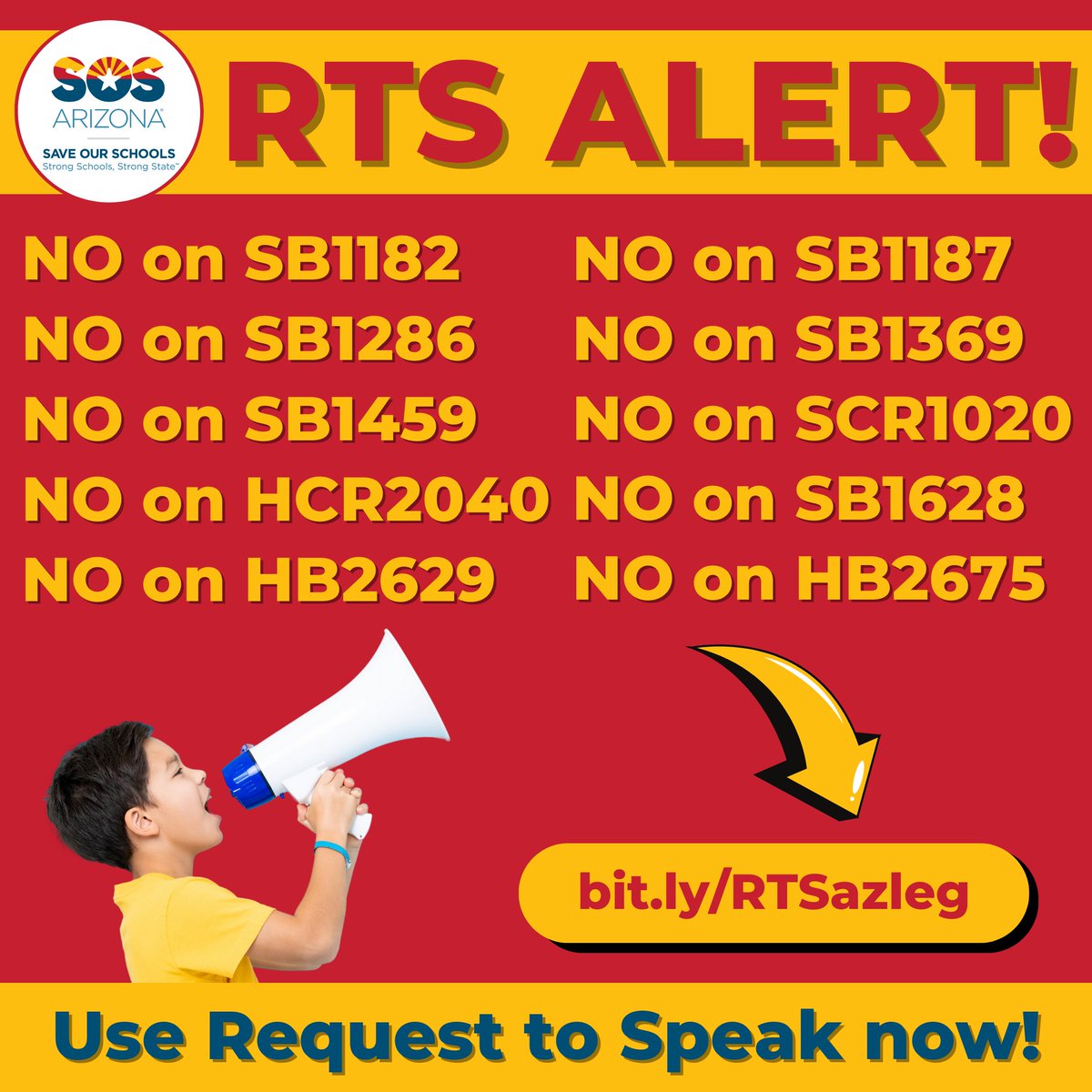 arizona_sos's tweet photo. 😡 There are a slew of bad bills set to be heard this week attacking public schools and LGBTQ+ students.

Speak up using the Request to Speak (RTS) system @  https://t.co/uT0tyh5HO5 Give your 👎 today and make your voice heard! https://t.co/td1lXuweW6