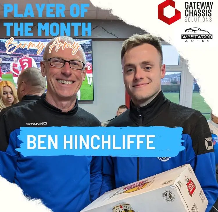 bevtownfc's tweet photo. FEBRUARY PLAYER OF THE MONTH

Goals and graft, Ben Hinchliffe secures the award. Presentation was held in the clubhouse after yesterday’s game. A great month for the lad! https://t.co/Z4Qp6gAta6