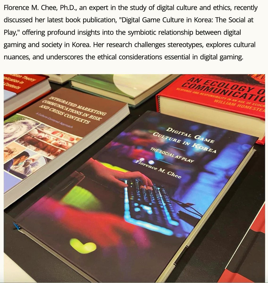 Sunday edition! Please enjoy a double-feature, including an interview with @SIMLabChicago Director @cheeflo about her book Digital Game Culture in Korea AND a promotion of this Thursday's Symposium by @digethics @LoyolaChicago! Thank you, @Loyola_SOC! luc.edu/soc/stories/20…