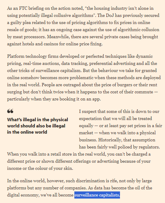 LilAphasia's tweet image. @linakhanFTC following numerous complaints from tenants’associations,took a joint action to fight ALGORITHMIC collusion in the residential housing market
Landlords are increasingly using rent-maximising software to keep prices higher than they might be in normal 
@AgaBak @wpaczos