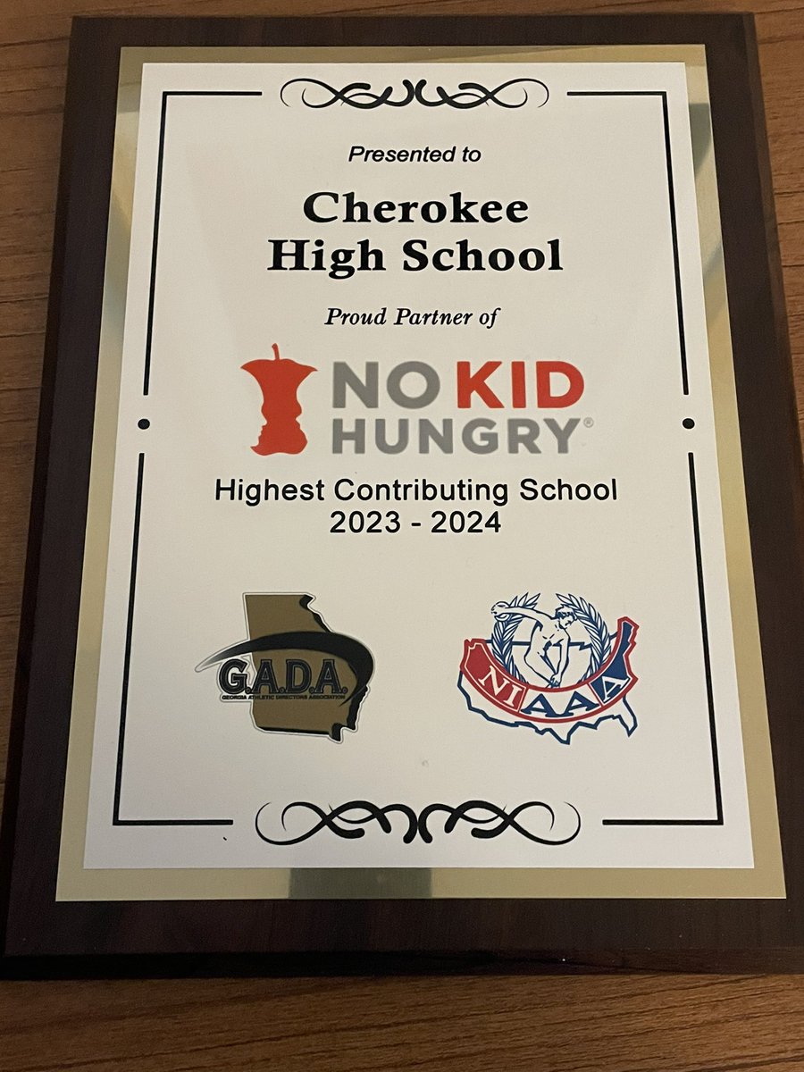 Honored to accept this award on behalf of @CherokeeAD. CHS raised over $4000 for this amazing cause. @GADACOACHES
