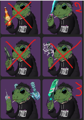 BaguetteRulio's tweet photo. Yooo i  have a lot of @CyberFrogsNFT
v2 weapons to sell 
I'll not sell expensive af but real offer only pls  Kira payment please  
You can Dm on discord or here  

!FF https://t.co/oHSTYaFNQ6