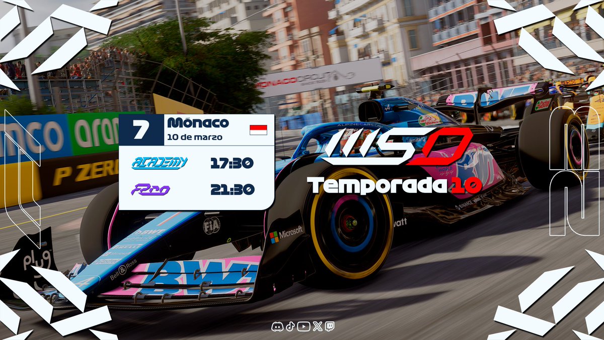 RACE DAY‼️🇲🇨

 Hoy corremos en el mítico circuito de Mónaco que siempre da espectáculo pese a las dificultades para adelantar.🔥

🚨 La categoría Academy lamentablemente hoy no contará con retransmisión y en FPro se avisará con antelación si finalmente la hay.