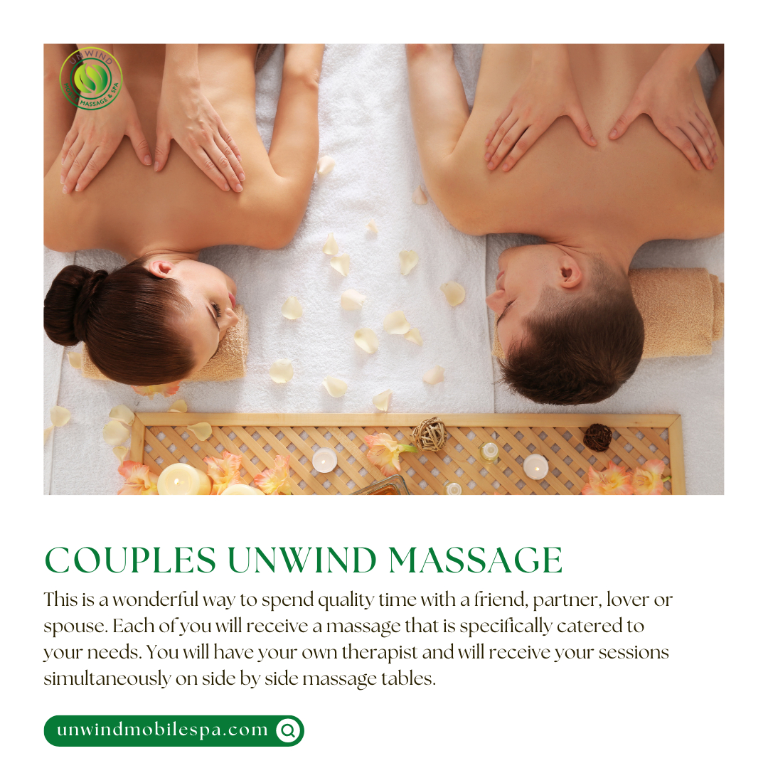 🌿 Are you ready to escape the hustle and bustle of daily life and embark on a journey of serenity side by side with your partner?

#couplesmassage #qualitytime #relaxationgoals #mobilemassage #spaday #wellnessjourney #selfcare #massageexperience #unwindtogether #tranquility