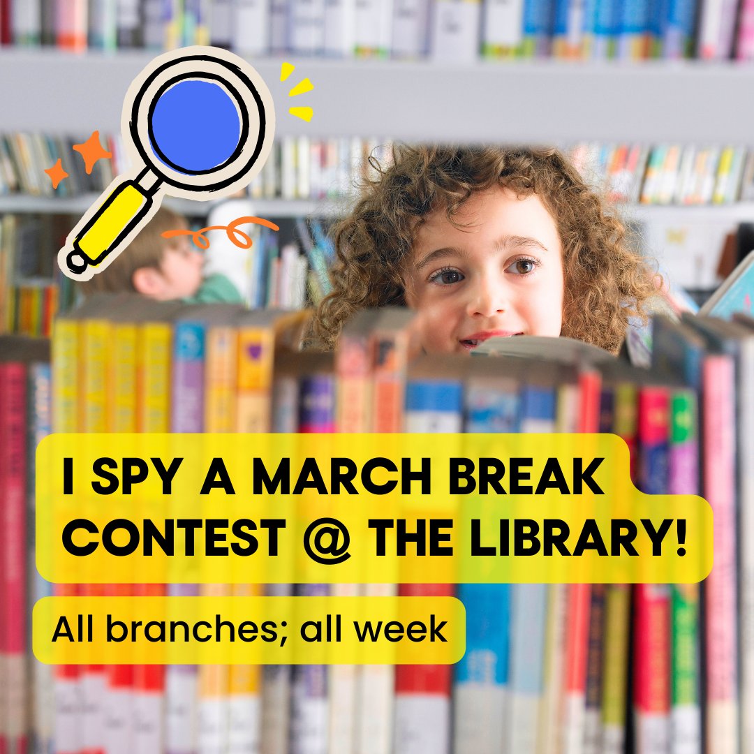 brantlibrary's tweet photo. ๐ Let the I Spy games begin! Starting Monday, March 11, pick up an 'I Spy' playing card at your local branch and search for hidden items throughout the library. Submit your completed card for a chance to win a Springtime Prize Pack!
#BrantLibrary #BrantKids #MarchBreakFun https://t.co/yCZ5WjgUwH