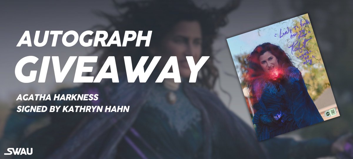 We’re excited to announce our next giveaway! Don’t miss out on a chance to win this special Agatha Harkness autograph signed by Kathryn Hahn! Here are the rules.

To enter:
• Follow <a href="/swau_official/">SWAU</a>
• Like this post
• Repost for an extra entry
• Tag one friend per REPLY for