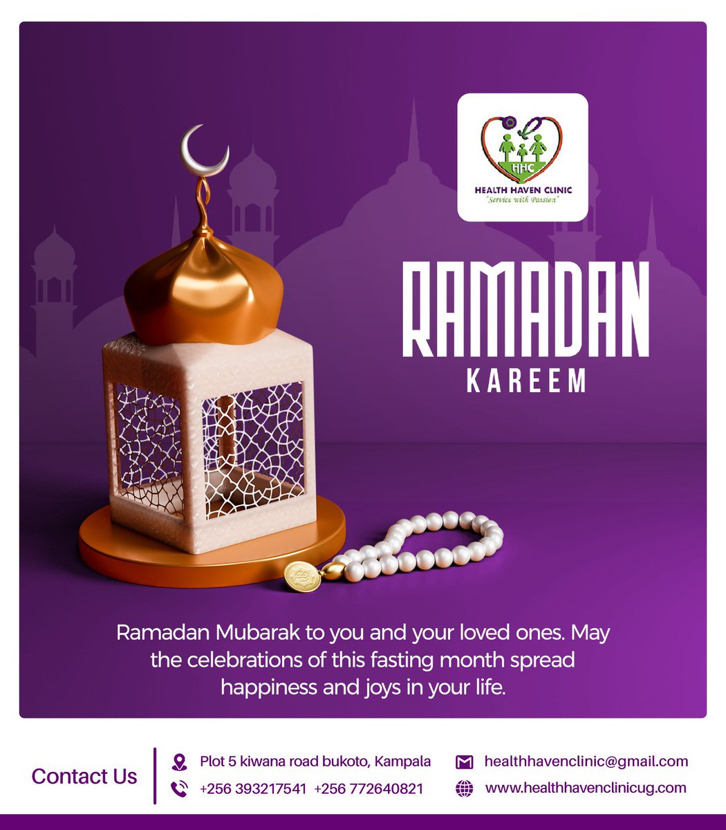 Wishing all our Muslim clients a blessed and joyful Ramadan from Health Haven Clinic! May this holy month bring you peace, prosperity, and good health. #HealthHavenClinicUg