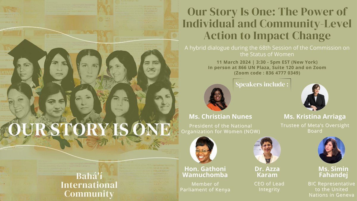Join us tomorrow for our first event during the UN #CSW68 in New York, organized by the BIC offices in Geneva and New York, titled 'Our Story is One: the power of individual and community-level action to impact change'. #OurStoryIsOne