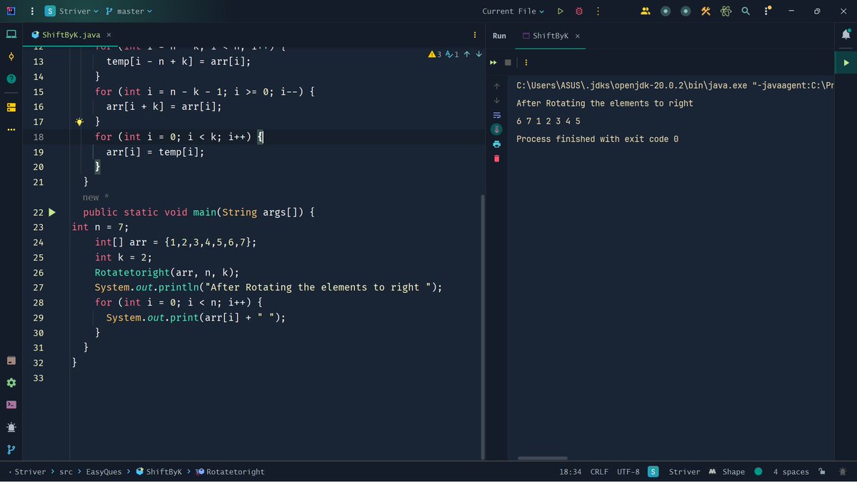 #100DaysOfCode 
#Day28

DSA

Solved the following questions :
1. Rotate array by K elements