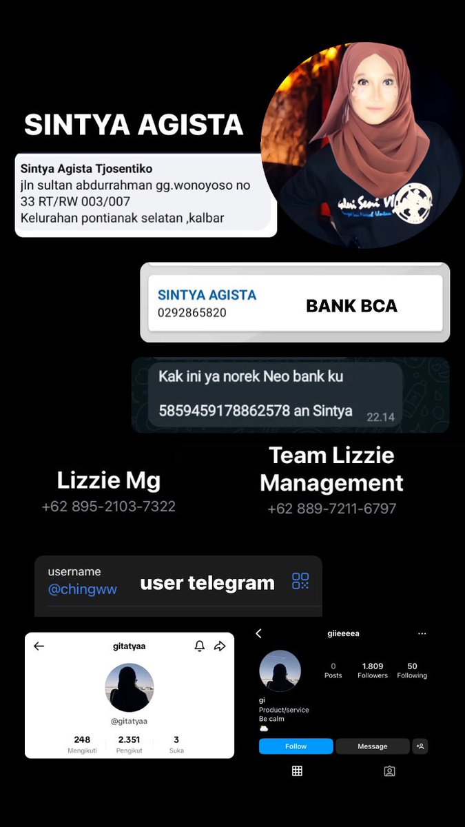 tolong tandain dua manusia dibawah ini!!

plis lu semua kalo mau ikut freelance harus lebih jelas lagi, jangan sampe kecolongan ditipu dua manusia dzolim😡

AMELIA MG &amp; LIZZIE MG BLACKLIST

#amelpenipu
#sintyaagista
#blacklistlizzie
#blacklistamelia
