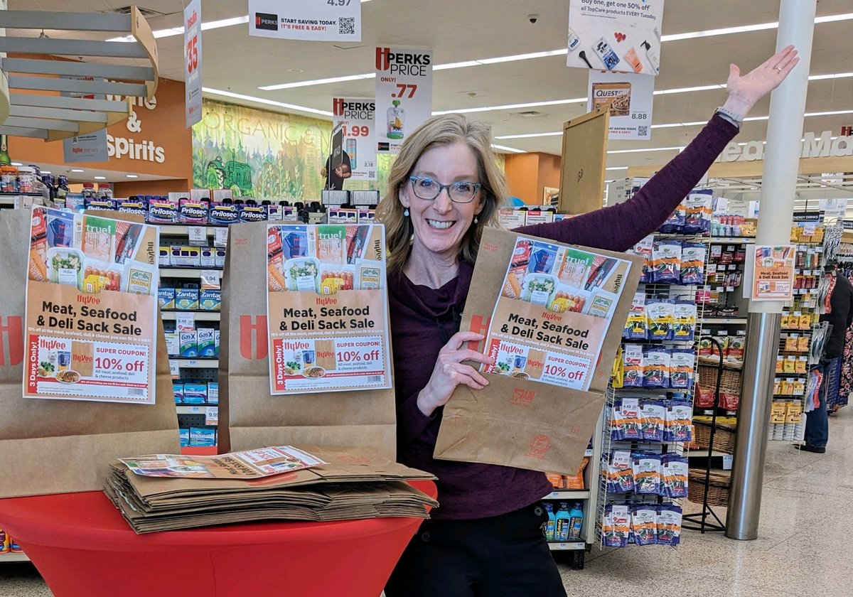 🏃 🍖 💸 The Meat, Seafood &amp; Deli Sack Sale ends today! Hurry in to your Linden Market Hy-Vee to save 10% on all meat, seafood, deli, &amp; cheese you can fit into a paper bag! 💸 🍖 🏃