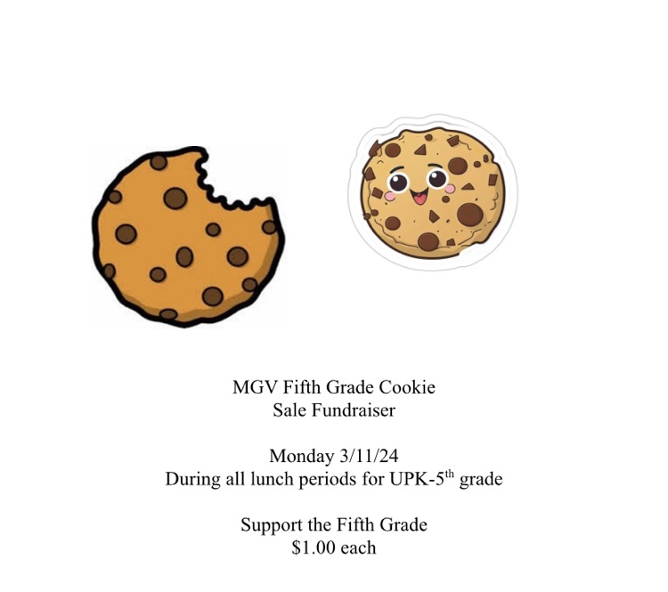 vedder_g's tweet photo. Feel the need for something sweet? Enjoy a package of cookies for $1 during lunchtime on Monday March 11. All proceeds support the MGV 5th Grade Committee. https://t.co/P4VQlwgXy1
