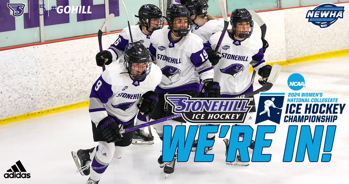 WE'RE IN‼️

<a href="/StonehillWIH/">Stonehill College Women's Ice Hockey</a> will take on the Big Red of Cornell on Thursday at 7⃣ p.m. for the opening round of the <a href="/NCAAIceHockey/">NCAA Ice Hockey</a> Tournament!!🤩🏒

#GoHill | #NCAAHockey | #NEWHA