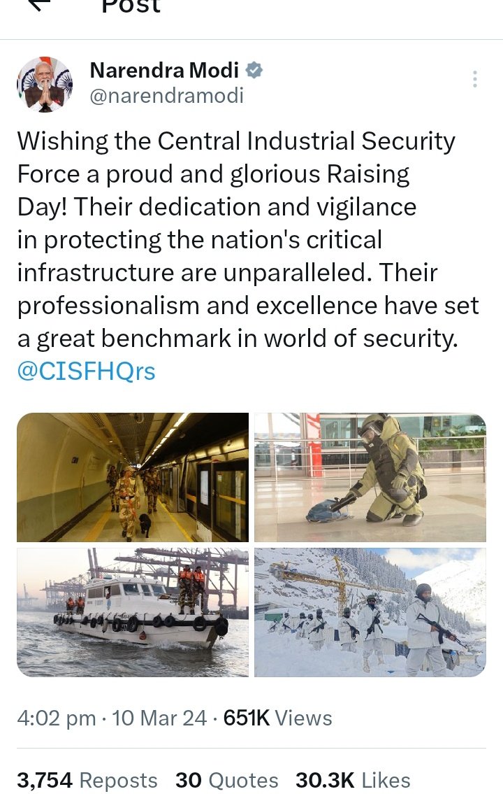 <a href="/narendramodi/">Narendra Modi</a> <a href="/CISFHQrs/">CISF</a> साहब CISF को पुरानी पेन्शन कब.?CISF हो या CRPF या BSF..ये जवान इस देश का गौरव हैं।इन सभी अर्धसैनिकबल को सबसे पहले पुरानी लागू होने चाहीए।लेकिन दुर्भाग्य हैं की दिल्ली हायकोर्ट के इनको OPS देने के आदेश के खिलाफ आपकी केंद्र सरकारने 1साल से सुप्रीम कोर्ट में चुनौती देकर स्टे लगा रखा