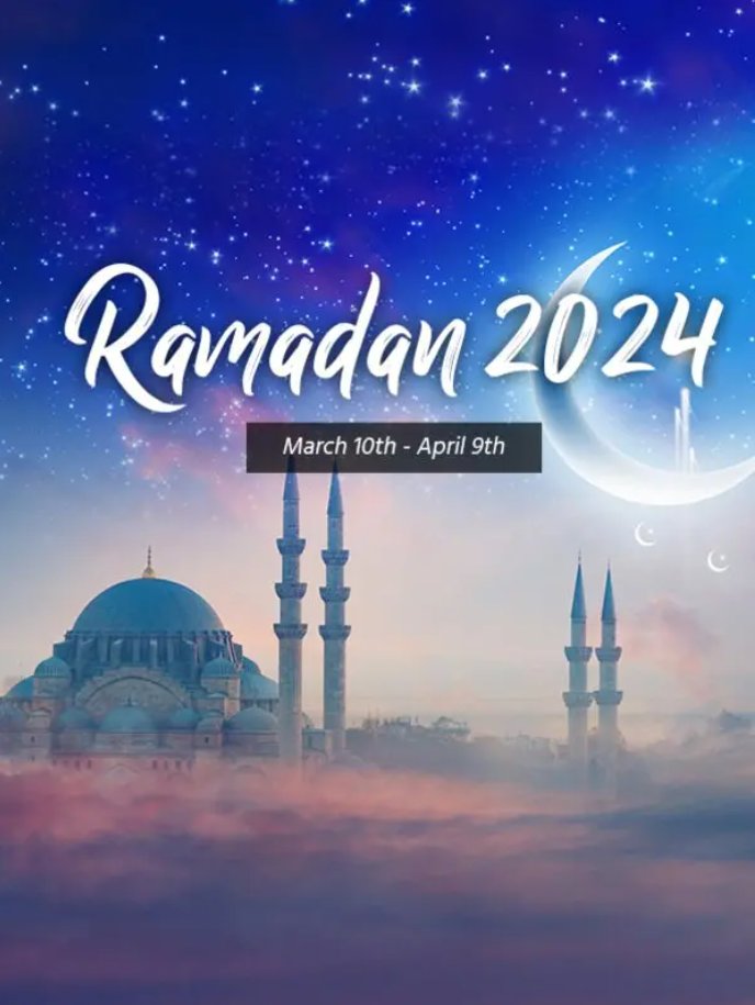 Ramadan Begins - March 10. Ramadan is celebrated in the 9th month of the Islamic calendar as Mohammed was visited by the Angel Jibril who revealed the first words of what would later be know as the Qur’an. A foundational pillar of practicing Islam is fasting during the month.