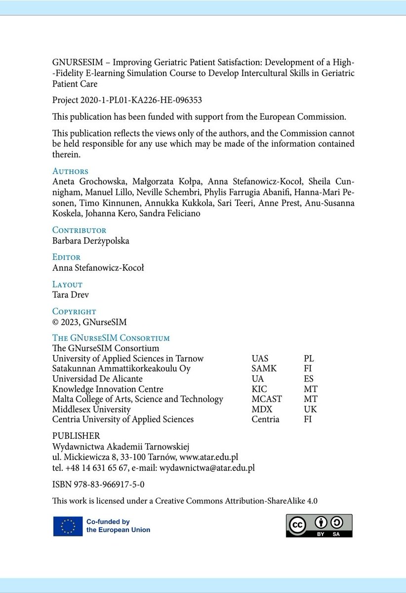 manuellilloc's tweet photo. From #GNurseSim European Commission funded project (https://t.co/OCeJyUwGg9) we announce our books recently published about the high fidelity scenarios on geriatric care with a culturally sensitive scope: https://t.co/6bqTdZDgik &amp; on the Model developed: https://t.co/QagL8M2bhn https://t.co/CbKUJN1Eg5