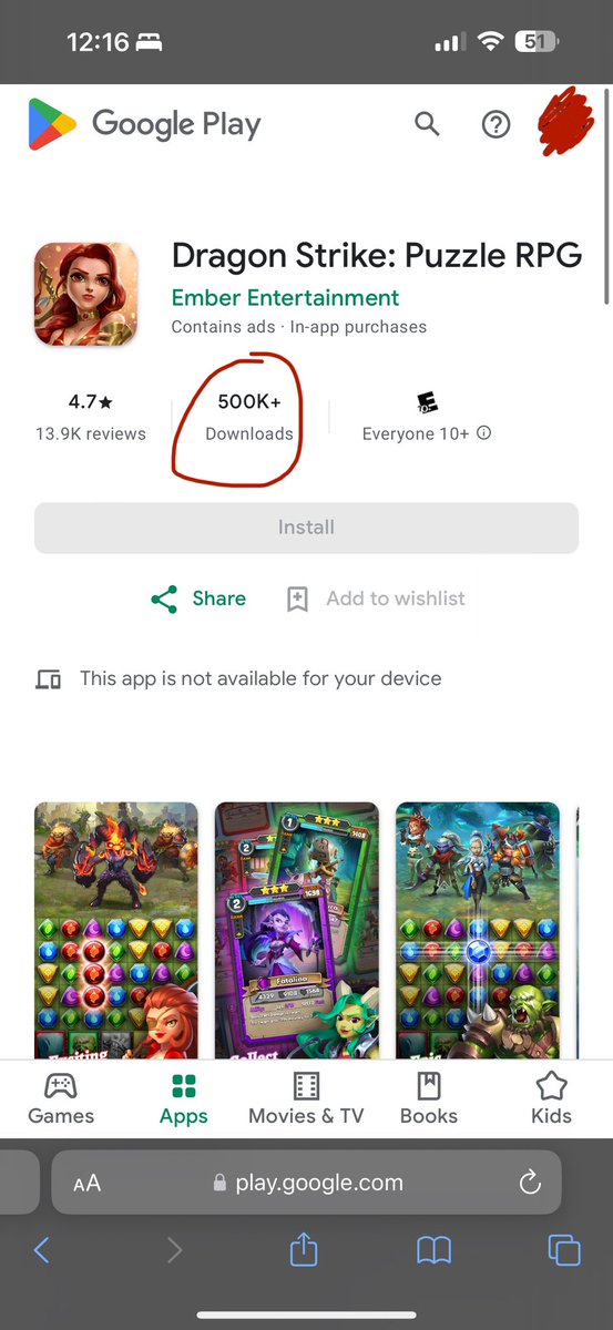 Puffin_18's tweet photo. There is no other web3 gaming company that have as much users adoption as gala. I am sharing the android only downloads of 5 out of 12 gala playable games. Some games have 500k-1mill downloads #GalaChain #gala $gala https://t.co/b9Z2ISFeMg