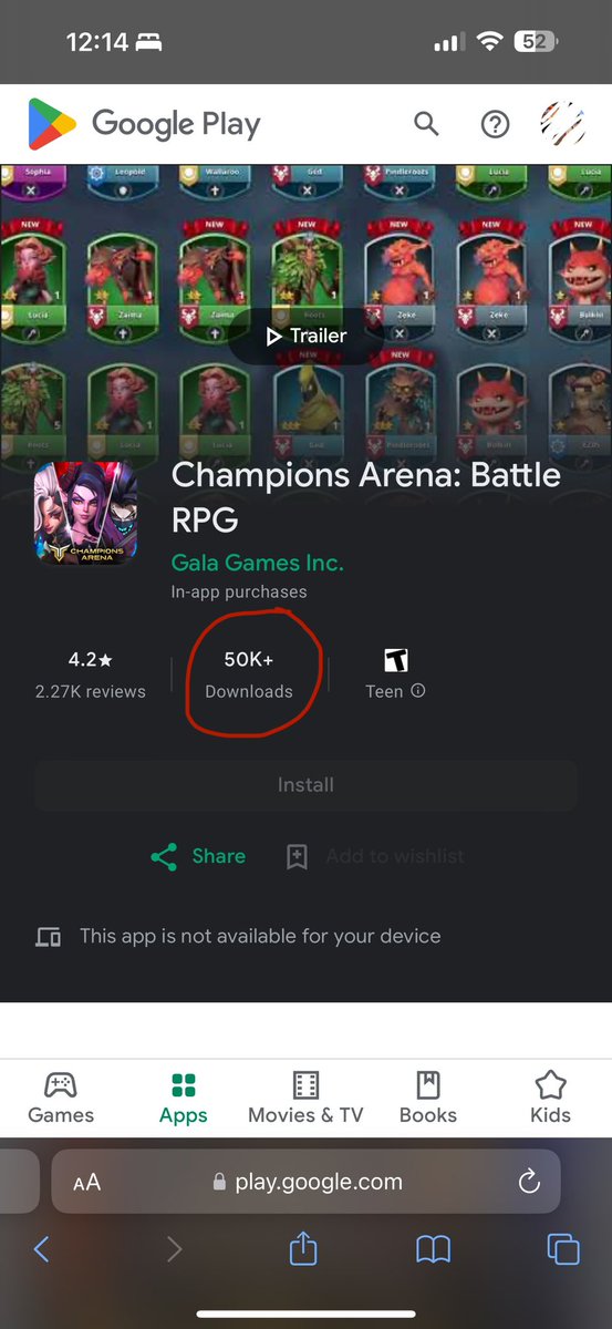 Puffin_18's tweet photo. There is no other web3 gaming company that have as much users adoption as gala. I am sharing the android only downloads of 5 out of 12 gala playable games. Some games have 500k-1mill downloads #GalaChain #gala $gala https://t.co/b9Z2ISFeMg