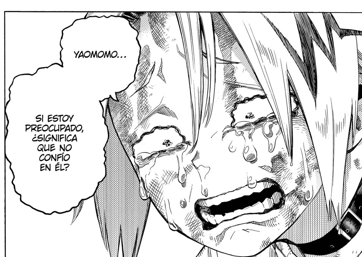 Todos viendo a Deku como humano y preocupándose por él me rompe el corazón pero también da todo el foreshadowing de que Deku no va a estar solo al final y me alivia.

Nota aparte Kaminari está preciosísimo en estos paneles 🥲 