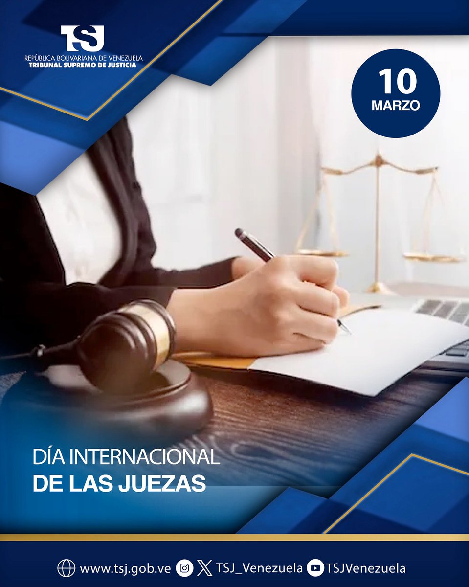 TSJ_Venezuela's tweet photo. Felicitamos a las juezas de la República Bolivariana de Venezuela, quienes con su profesionalidad, ética y responsabilidad contribuyen en la prestación de un servicio eficaz y eficiente a la ciudadanía en todo el territorio nacional. https://t.co/LNJkE57FQN