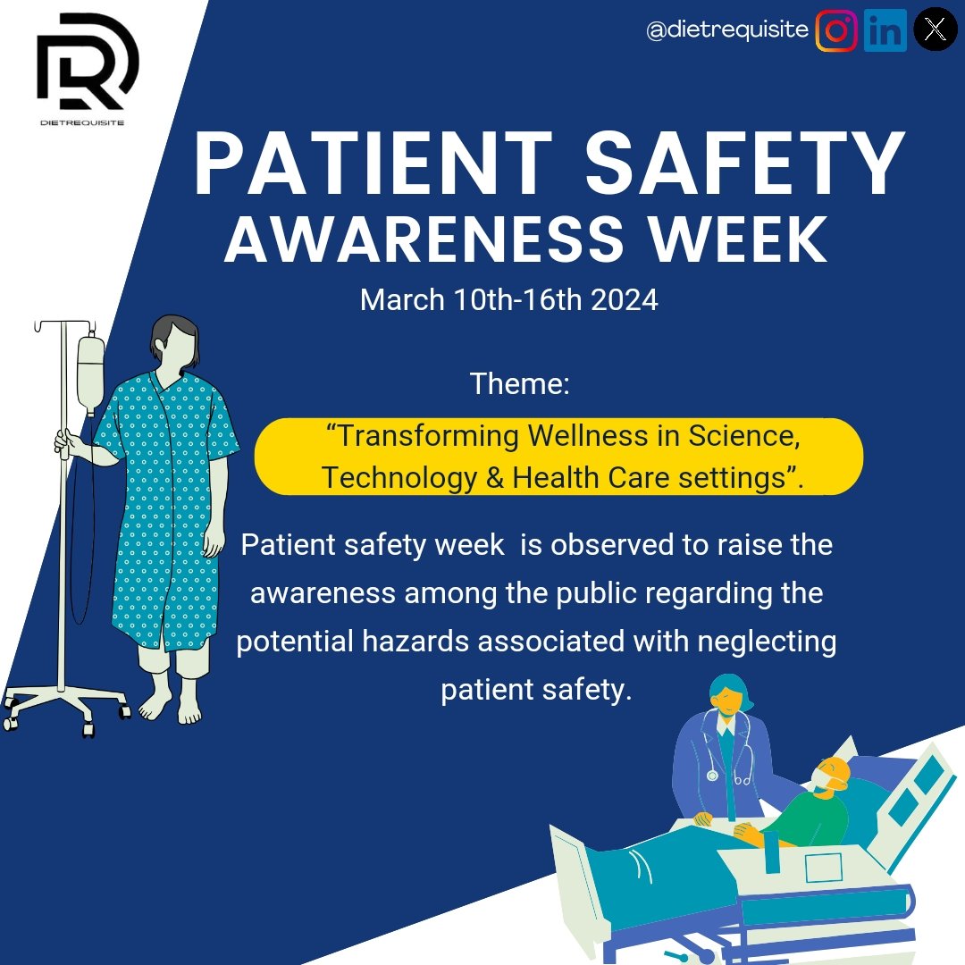 dietrequisite's tweet photo. Patient safety awareness week.
It is observed from 10th of March to 16th March.
Transforming Wellness in Science, Technology and Health Care settings.
#petient✌🏻️✌🏻
#patientsafetyfirst
#patientsafetyawarenessweek 
#patientsafetyday https://t.co/wAqqjlAsII