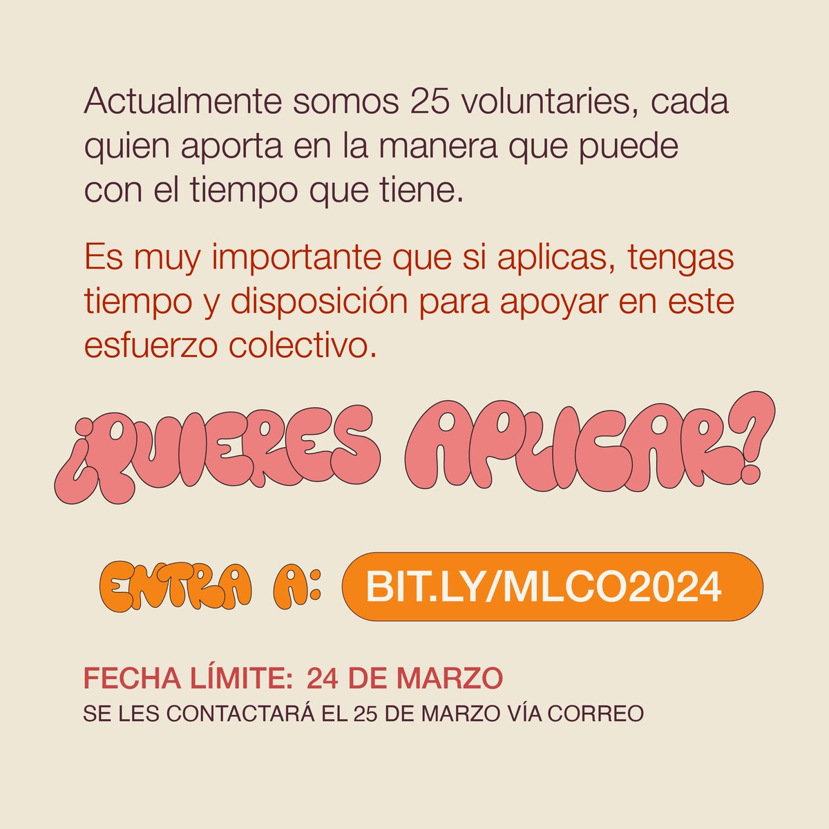 ¡Porque juntxs hacemos más! Marcha Lencha está en busca de lenchitudes que deseen apoyar ✨ Llena nuestro formulario y te mandaremos correo. bit.ly/MLCO2024 Fecha Limite: 24 de Marzo #MarchaLencha