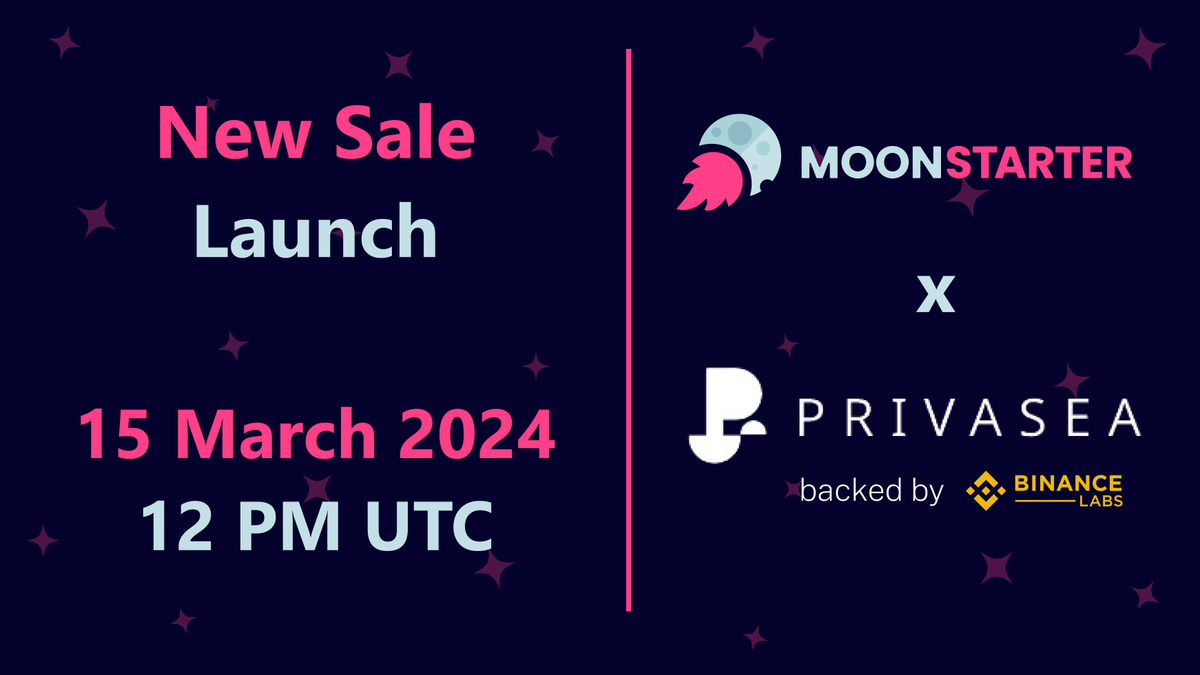 Dear Community,

are you ready for another project backed by <a href="/BinanceLabs/">Yzi Labs</a> ? 😎

we are proud to announce that <a href="/Privasea_ai/">Privasea AI</a> has selected MoonStarter as one of their platform for their private sale! 💥

#Privasea AI Network, invested by #binancelabs , is an innovative startup