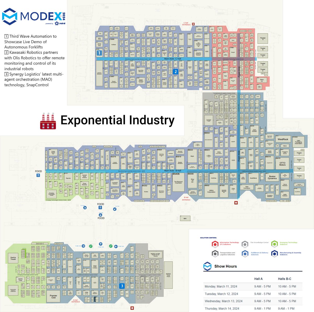 Over 1,000 leading manufacturing and supply chain suppliers are scheduled at #MODEX2024 by @poweredbymhi. Here are three booths you should stop by: