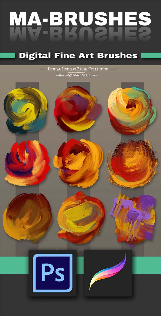 AdamidisArt's tweet photo. The MA-Brushes are working now fine with Procreate. -> https://t.co/gb0A1RbicF #photoshop #digitalart #DigitalArtist #digitalartwork #Procreate #procreartebrush https://t.co/ZQXBpmObep