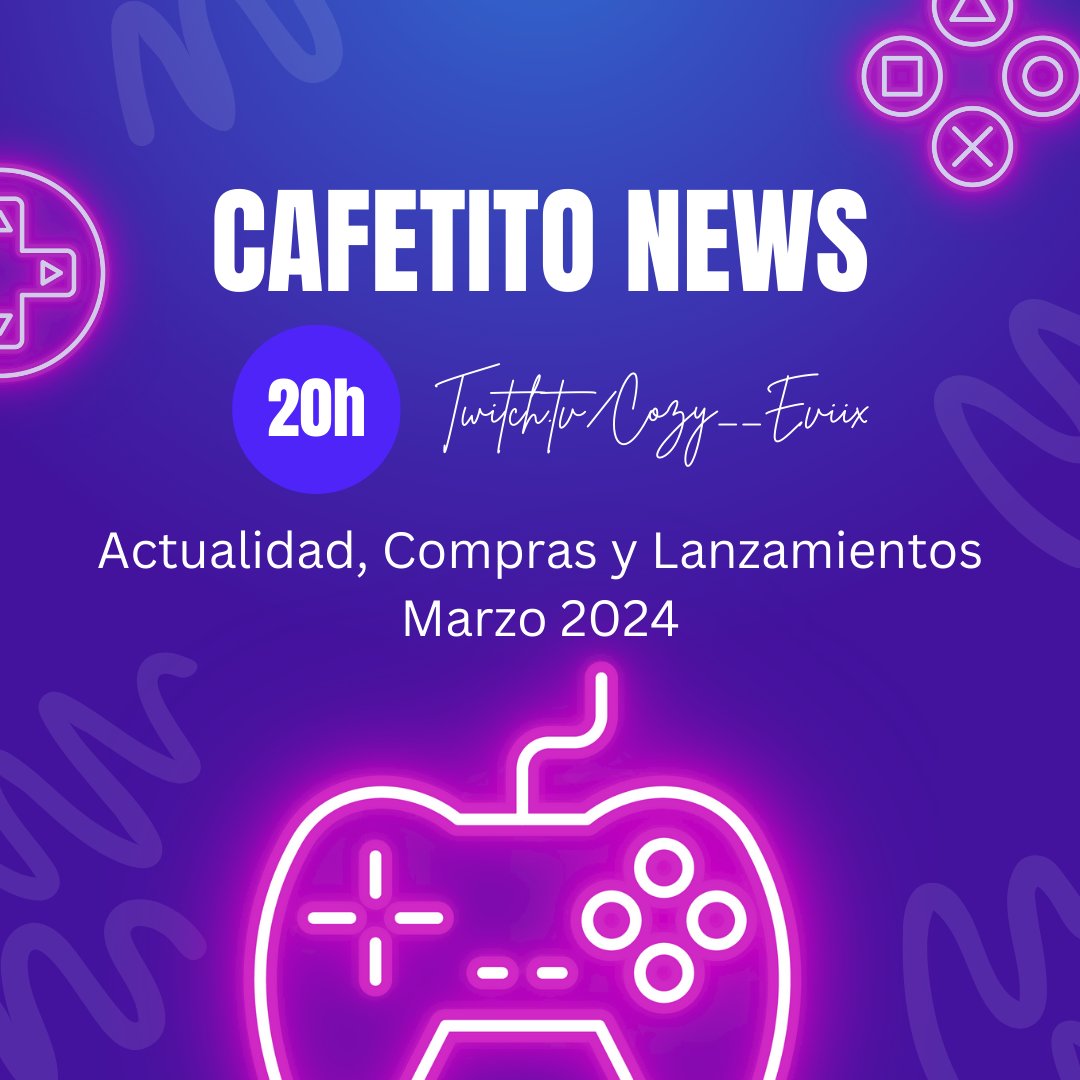 cozy__eviix's tweet photo. 🌙 VUELVE Directo dominguero a las 20H!  Charlas sobre novedades, lanzamientos y compras gamer de marzo. @Tengamis con tu cafecito y libreta! ☕️☕️#TwitchDirecto #GamingTalks #CaféyVideojuegos https://t.co/Mnuja7pgCx