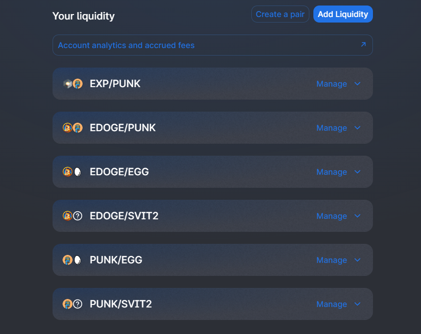 ExpansePunks's tweet photo. I continue to add liquidity daily for both $PUNK and $EDOGE.  Every day our liquidity with $EXP and other ecosystem tokens such as $EGG and $SVIT grows stronger! https://t.co/wY4s8v3fiO