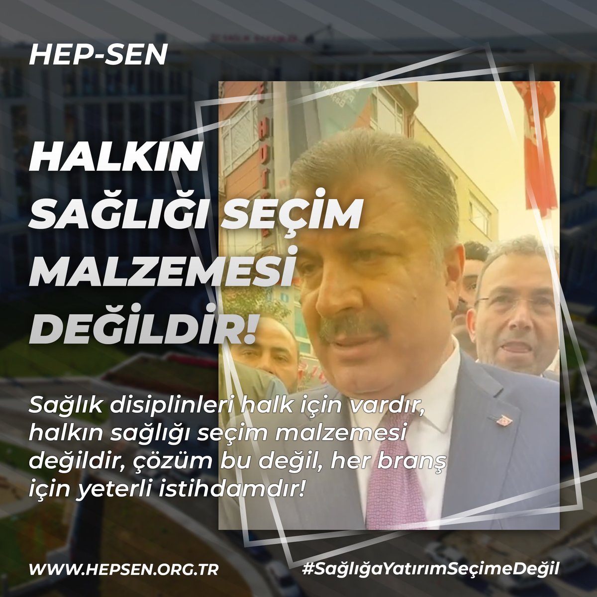 hepsen_2020's tweet photo. Sağlık disiplinleri halk için vardır, halkın sağlığı seçim malzemesi değildir, çözüm bu değil, her branş için yeterli istihdamdır! #SağlığaYatırımSeçimeDeğil 

@drfahrettinkoca @saglikbakanligi @hepsen_2020 

HEP-SEN Türkiye'nin En Genç ve Dinamik Yeni Nesil Sağlık Sendikası

🌐 https://t.co/5De2NnFS9S