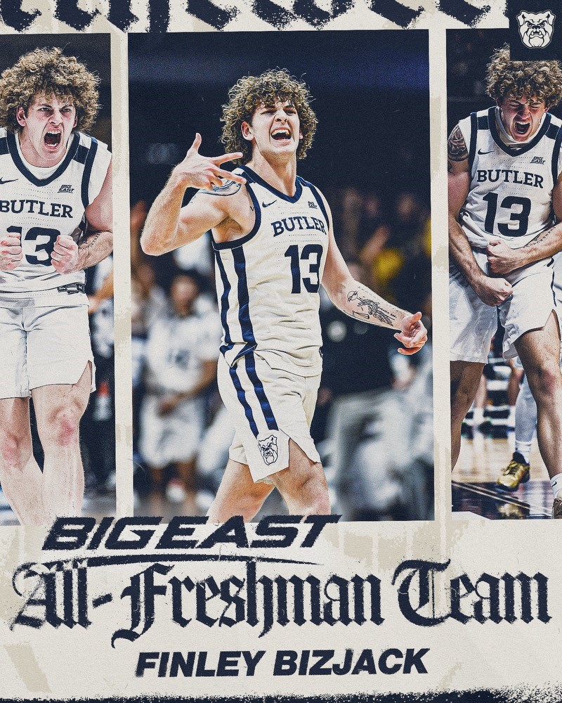 ButlerMBB's tweet photo. Strong rookie campaign for @FinleyBizjack!

#ButlerWay 

MORE: https://t.co/ANZSaWXykc https://t.co/nHMmzPVXCq