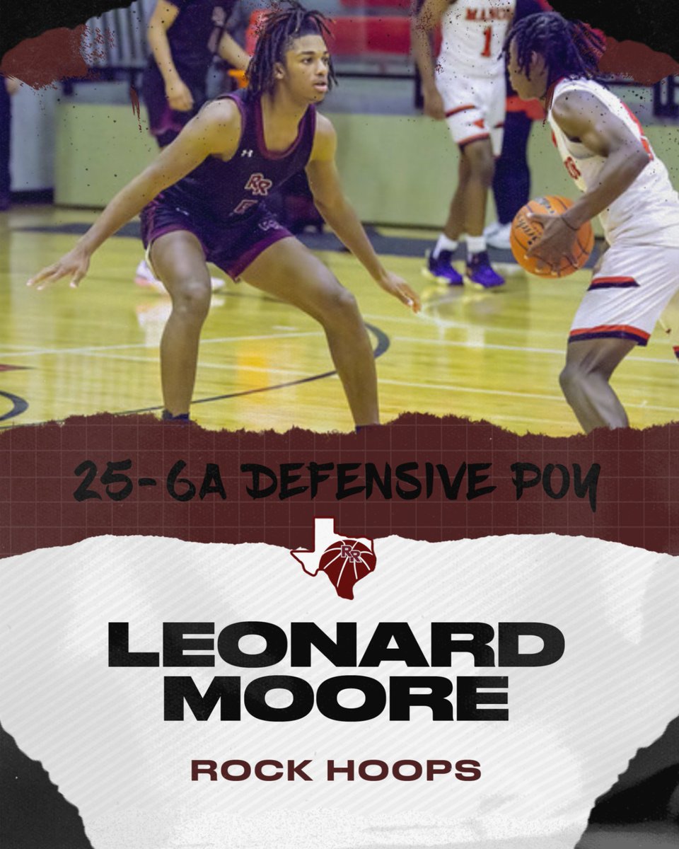 Congratulations to @LeonardKevMoore on earning Back-to-Back 25-6A Defensive POY! @RRHSdragons @rrhoopsbooster