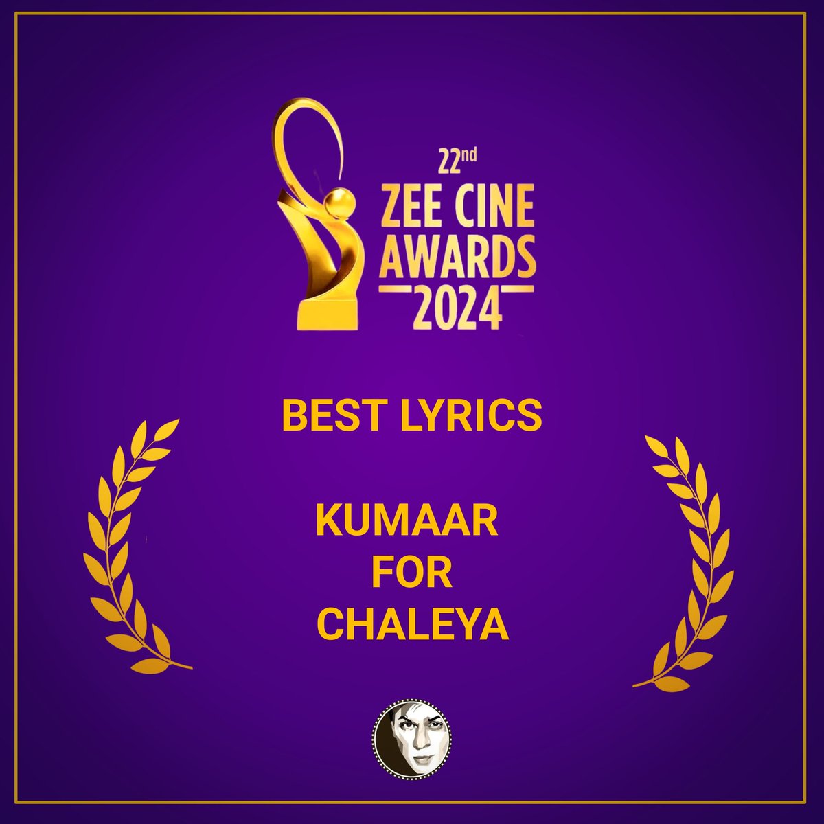 Another win for #Jawan at #ZeeCineAwards2024 ! 🔥 Congrats to Kumaar for bagging the Best Lyrics Award for Chaleya! 🏆👏 @iamsrk @ZeeCineAwards @kumaarofficial #Chaleya #ShahRukhKhan #SRK #ZeeCineAwards2024 #KingKhan