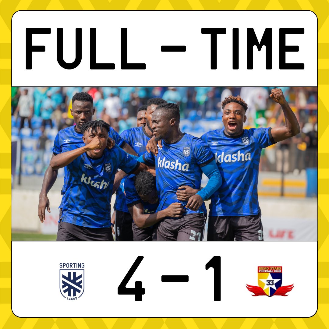 SportingLagos's tweet photo. FT’| Southwest bragging rights secured 🔐
Sporting Lagos🔵|4-1|Remo Stars🌟
#NPFL24 #LetsGoSporting https://t.co/GdbWYtGmhP