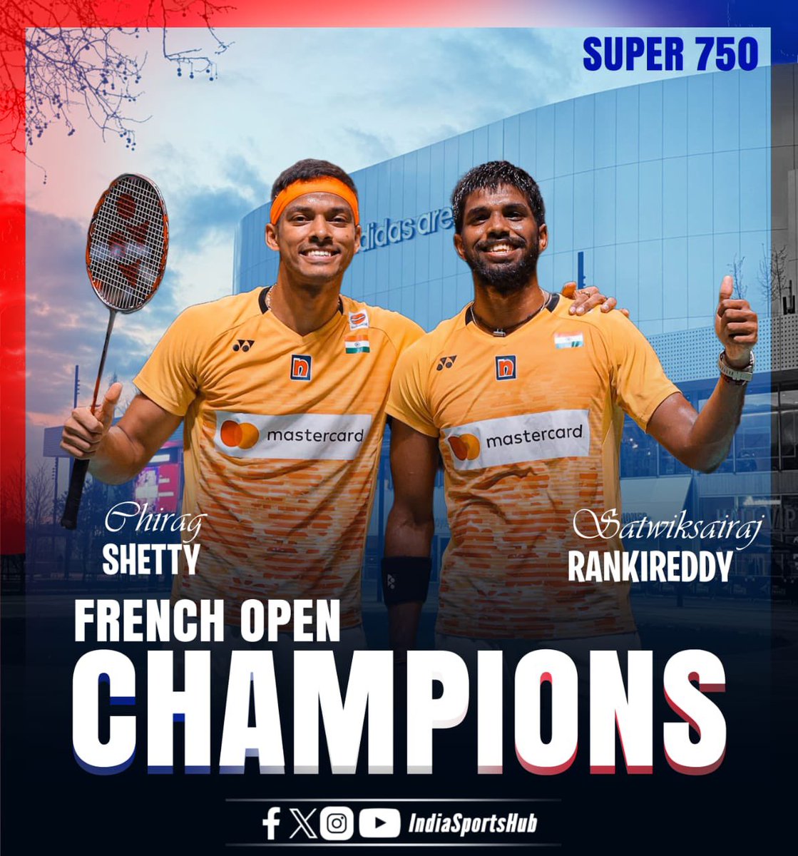 FIRST TITLE OF THE YEAR 🏆🔥

Satwik-Chirag win their 2️⃣nd #FrenchOpen and 2️⃣nd #Super750 title 🥳

Well played boys 😎🫡🫡