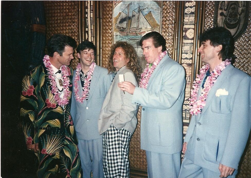 This Day in VH 3/10/1987: @sammyhagar attends the album release party for @ChrisIsaak's eponymous sophomore album at the Tonga room of the Fairmont Hotel in San Francisco, California.