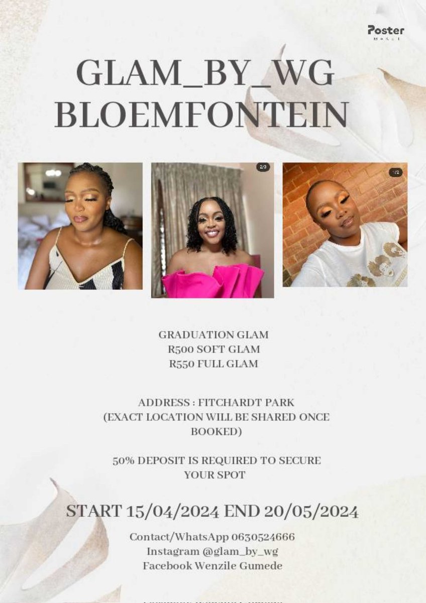 BLOEMFONTEIN GRADUATES

Let me do your makeup on your graduation day 💕

Would appreciate your support so much
#bloemmua #bloemmakeupartist #bloemfontein #ufsgraduation2024 #ufs #bloemmakeupartist #bloemfonteinmakeupartist #Trending